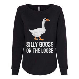 Silly Goose On The Loose Funny Goose Womens California Wash Sweatshirt