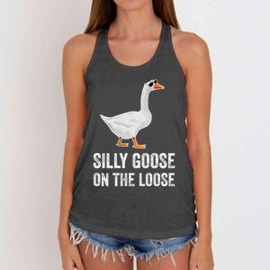 Silly Goose On The Loose Funny Goose Women's Knotted Racerback Tank