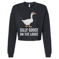 Silly Goose On The Loose Funny Goose Cropped Pullover Crew