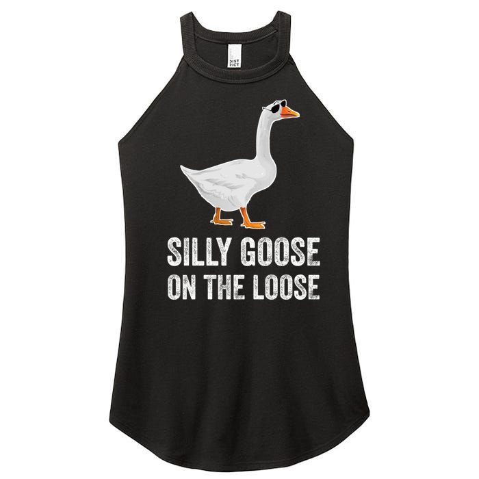 Silly Goose On The Loose Funny Goose Women's Perfect Tri Rocker Tank