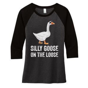 Silly Goose On The Loose Funny Goose Women's Tri-Blend 3/4-Sleeve Raglan Shirt