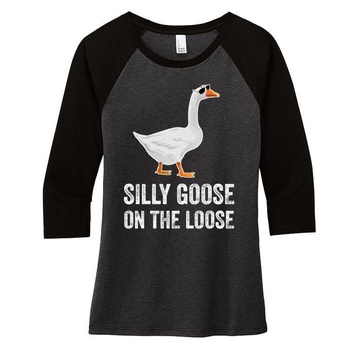 Silly Goose On The Loose Funny Goose Women's Tri-Blend 3/4-Sleeve Raglan Shirt