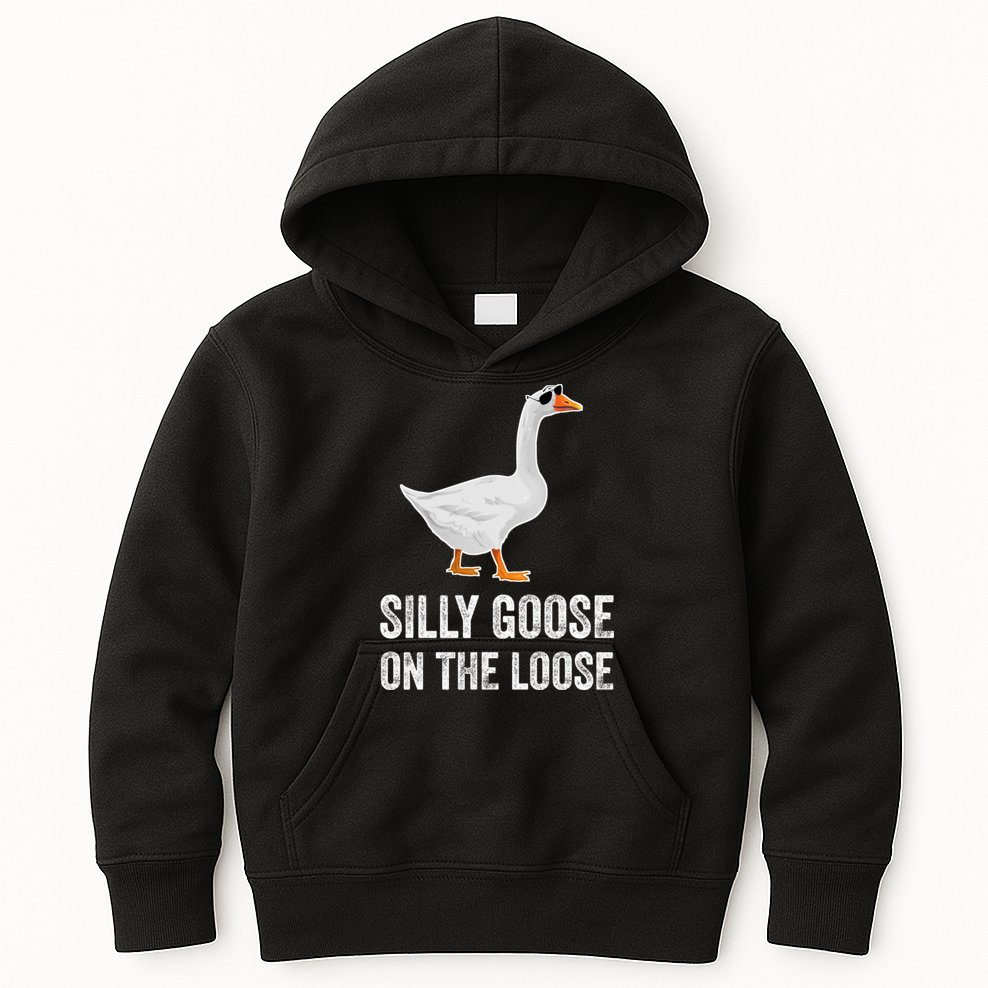 Silly Goose On The Loose Funny Goose Kids Hoodie