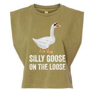 Silly Goose On The Loose Funny Goose Garment-Dyed Women's Muscle Tee