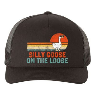 Silly Goose On The Loose Vintage Retro Sunset Yupoong Adult 5-Panel Trucker Hat