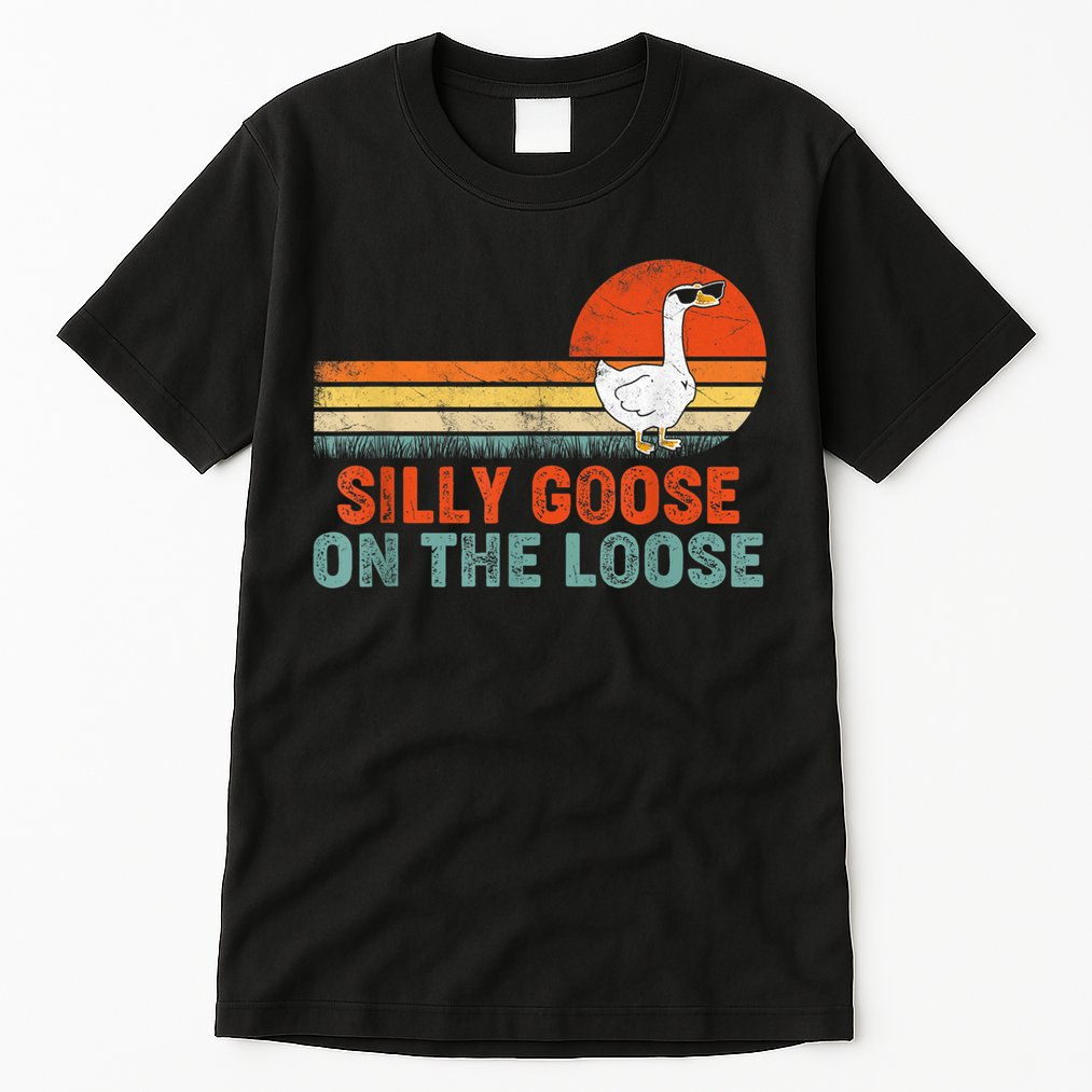 Silly Goose On The Loose Vintage Retro Sunset Tall T-Shirt