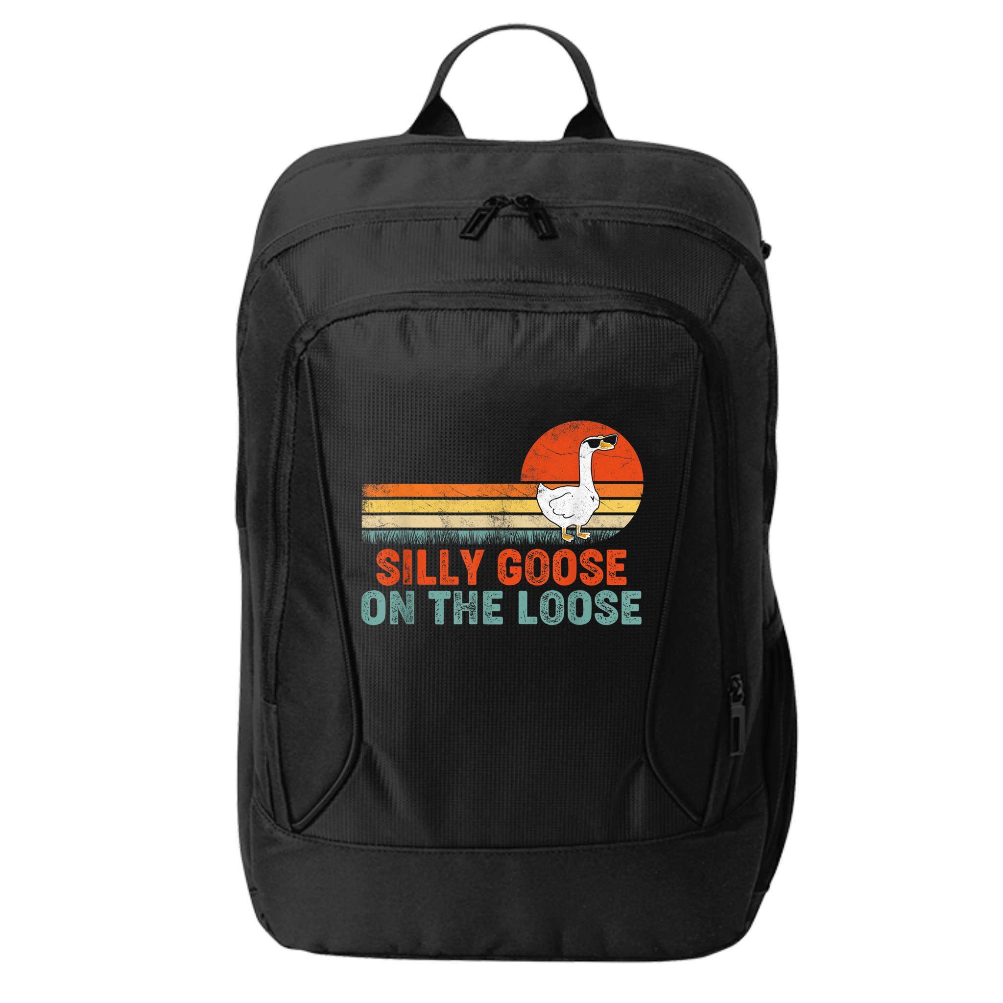Silly Goose On The Loose Vintage Retro Sunset City Backpack