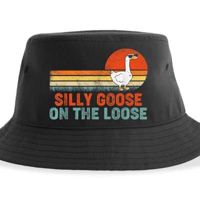 Silly Goose On The Loose Vintage Retro Sunset Sustainable Bucket Hat