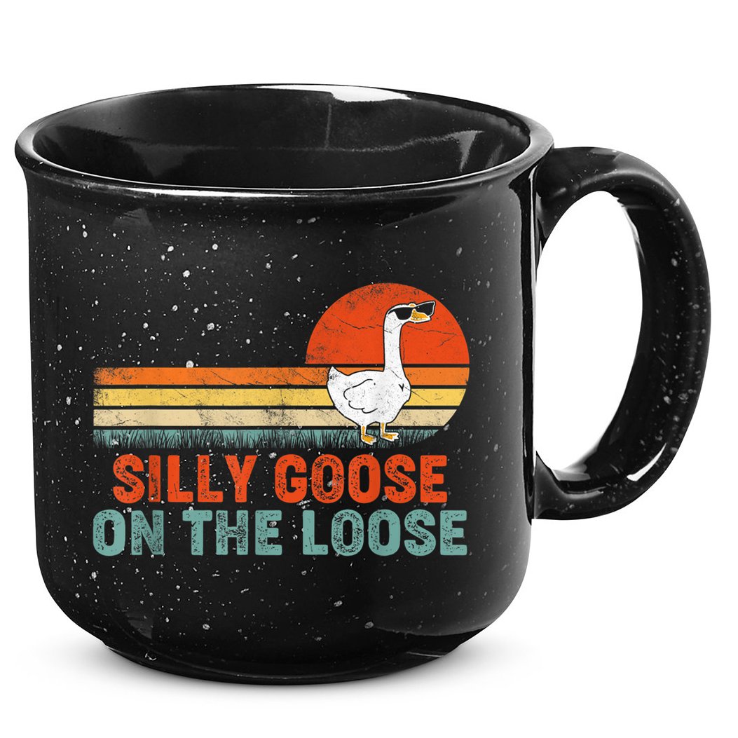 Silly Goose On The Loose Vintage Retro Sunset 15oz Campfire Ceramic Mug