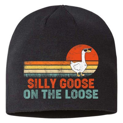 Silly Goose On The Loose Vintage Retro Sunset Sustainable Beanie