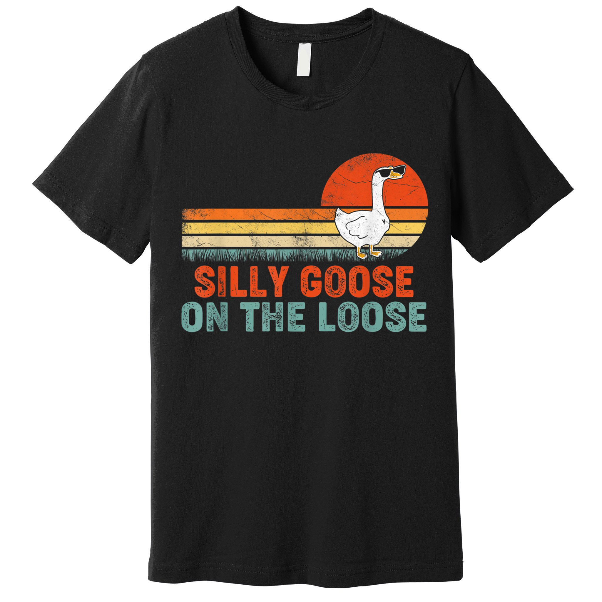 Silly Goose On The Loose Vintage Retro Sunset Premium T-Shirt