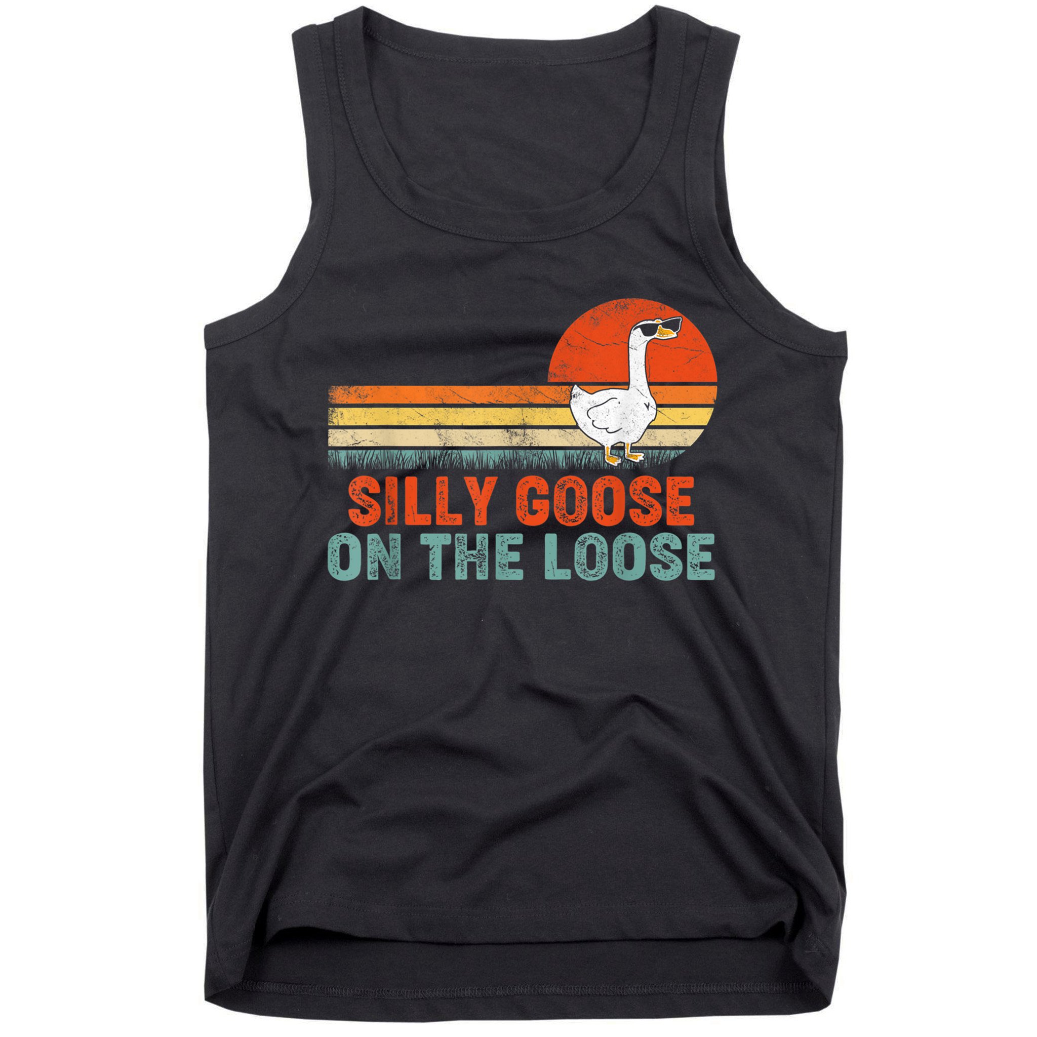 Silly Goose On The Loose Vintage Retro Sunset Tank Top