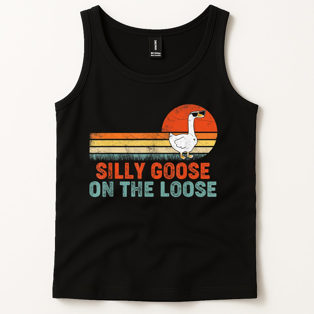 Silly Goose On The Loose Vintage Retro Sunset Tank Top