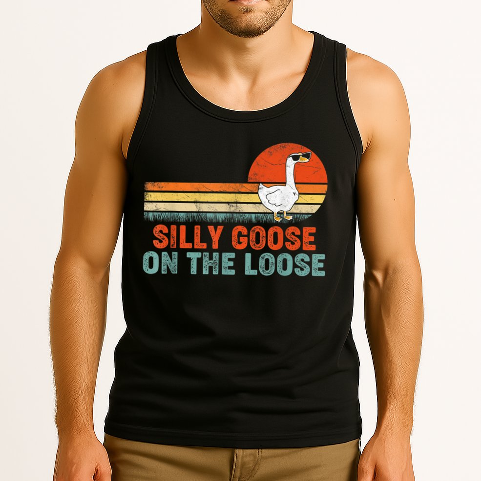 Silly Goose On The Loose Vintage Retro Sunset Tank Top