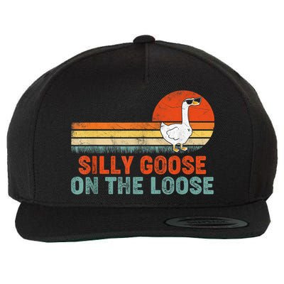 Silly Goose On The Loose Vintage Retro Sunset Wool Snapback Cap