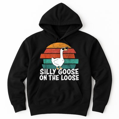 Silly Goose On The Loose Vintage Retro Sunset Hoodie