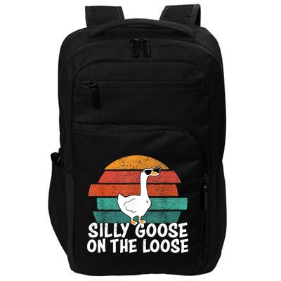 Silly Goose On The Loose Vintage Retro Sunset Impact Tech Backpack