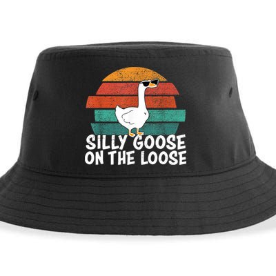 Silly Goose On The Loose Vintage Retro Sunset Sustainable Bucket Hat