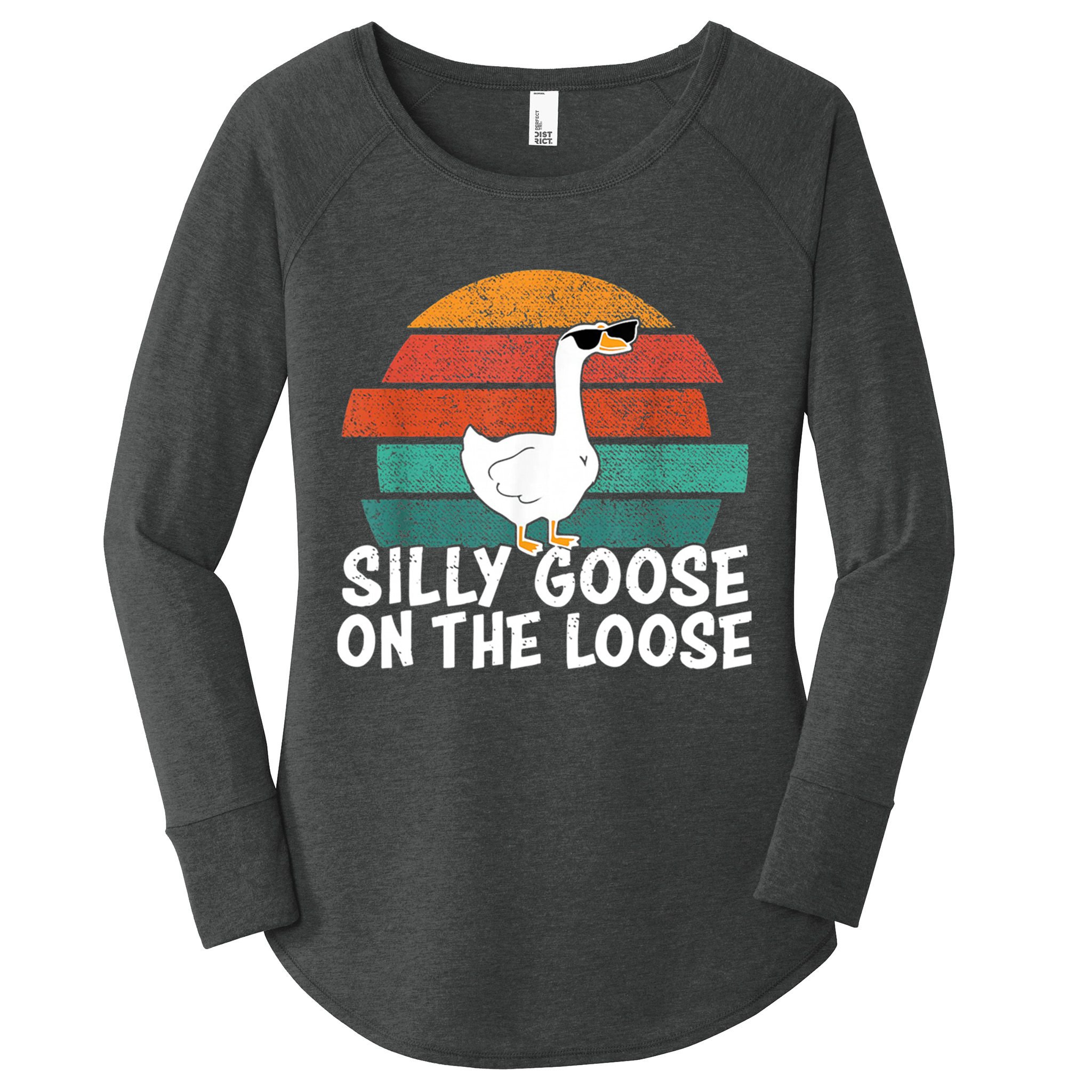 Silly Goose On The Loose Vintage Retro Sunset Women's Perfect Tri Tunic Long Sleeve Shirt