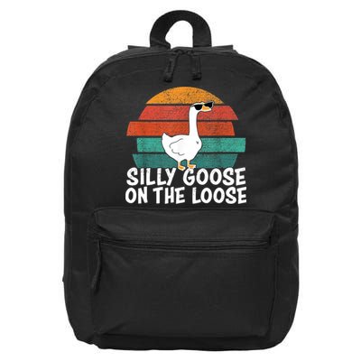 Silly Goose On The Loose Vintage Retro Sunset 16 in Basic Backpack
