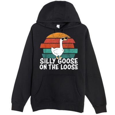 Silly Goose On The Loose Vintage Retro Sunset Premium Pullover Hoodie