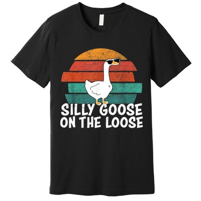 Silly Goose On The Loose Vintage Retro Sunset Premium T-Shirt