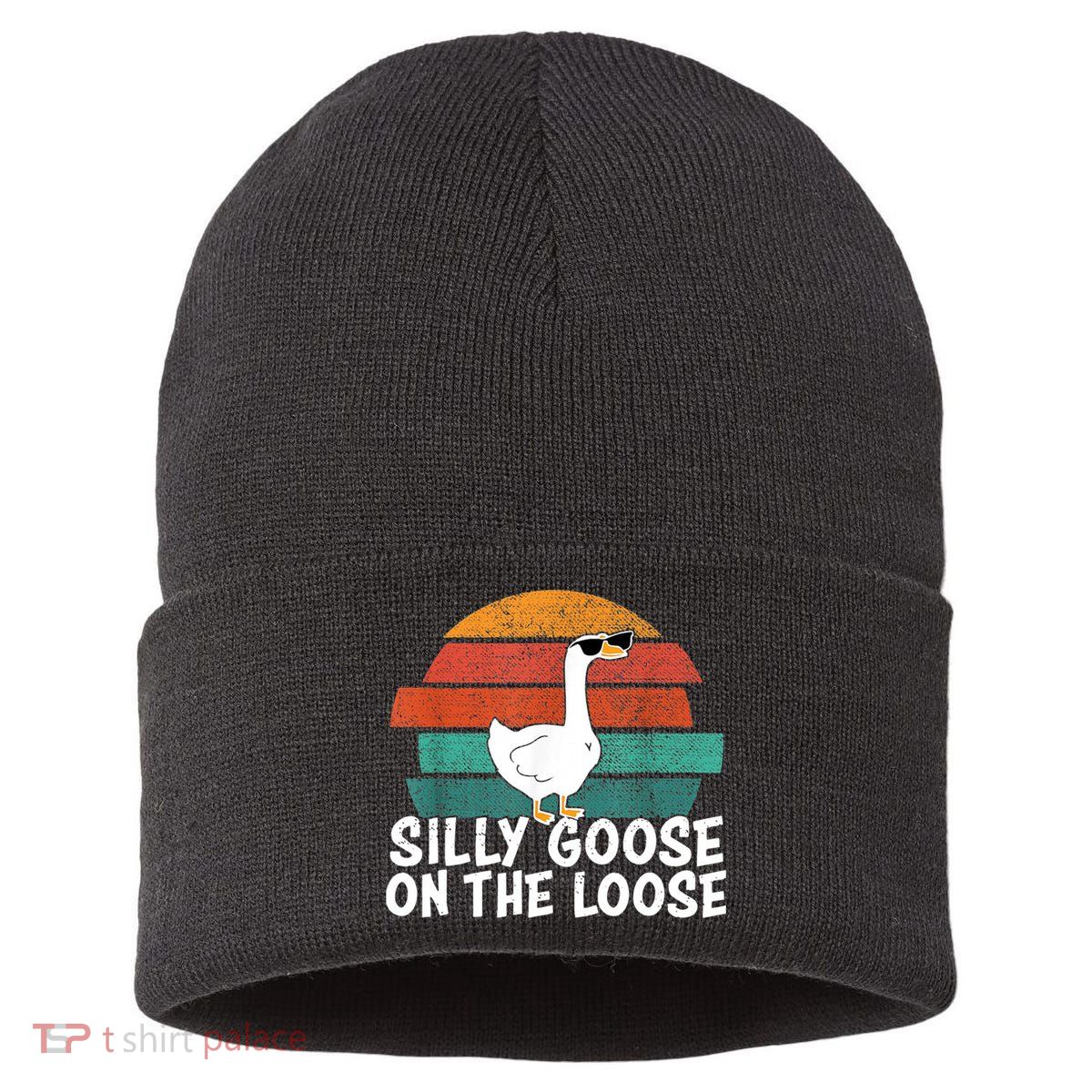 Silly Goose On The Loose Vintage Retro Sunset Sustainable Knit Beanie