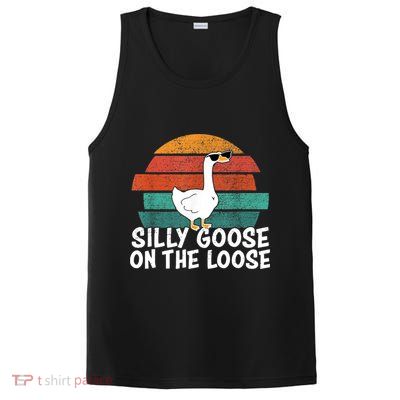 Silly Goose On The Loose Vintage Retro Sunset PosiCharge Competitor Tank