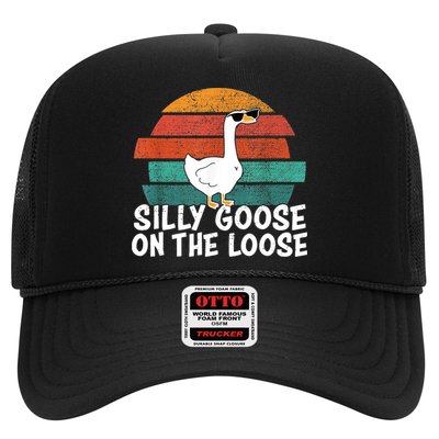 Silly Goose On The Loose Vintage Retro Sunset Trucker Hat