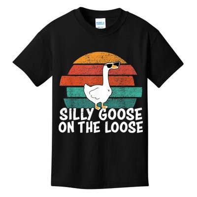 Silly Goose On The Loose Vintage Retro Sunset Kids T-Shirt