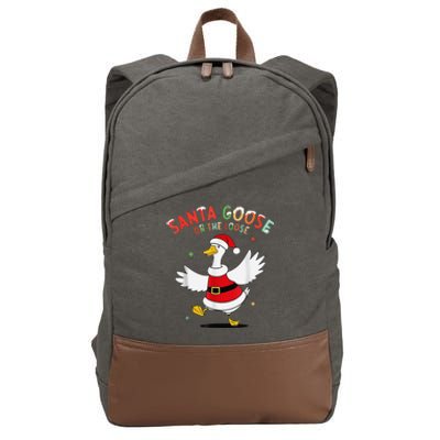 Santa Goose On The Loose Funny Goose Sarcastic Christmas Cotton Canvas Backpack