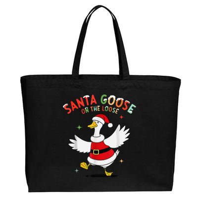 Santa Goose On The Loose Funny Goose Sarcastic Christmas Cotton Canvas Jumbo Tote