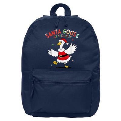 Santa Goose On The Loose Funny Goose Sarcastic Christmas 16 in Basic Backpack