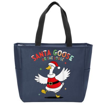 Santa Goose On The Loose Funny Goose Sarcastic Christmas Zip Tote Bag