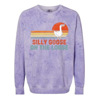 Silly Goose On The Loose Funny Vintage Silliest Goose Colorblast Crewneck Sweatshirt