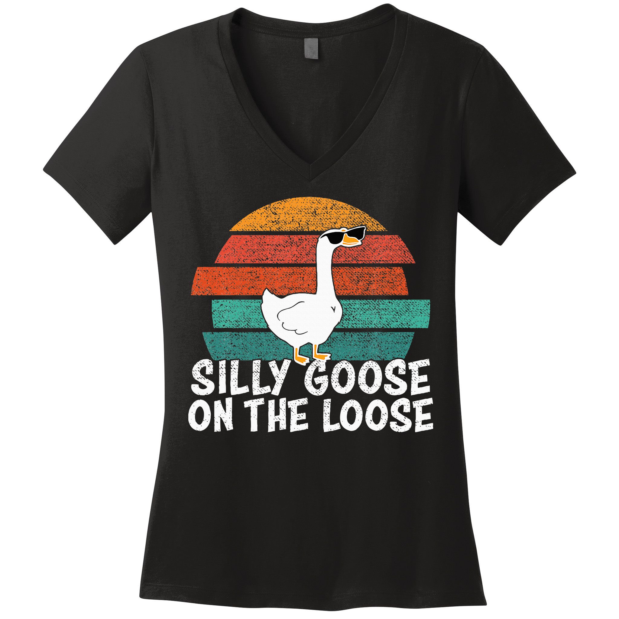 Silly Goose On The Loose Women's V-Neck T-Shirt