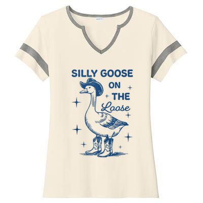 Silly Goose On The Loose Ladies Halftime Notch Neck Tee