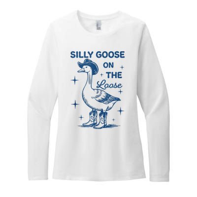 Silly Goose On The Loose Womens CVC Long Sleeve Shirt