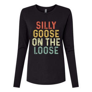 Silly Goose On The Loose Retro Womens Cotton Relaxed Long Sleeve T-Shirt