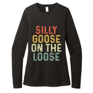 Silly Goose On The Loose Retro Womens CVC Long Sleeve Shirt