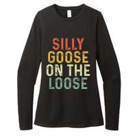 Silly Goose On The Loose Retro Womens CVC Long Sleeve Shirt