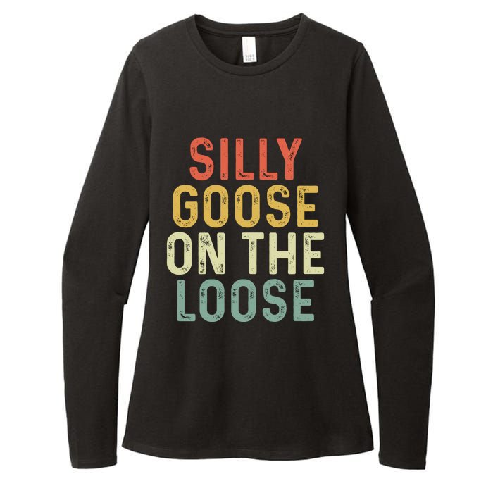 Silly Goose On The Loose Retro Womens CVC Long Sleeve Shirt