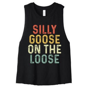 Silly Goose On The Loose Retro Women's Racerback Cropped Tank