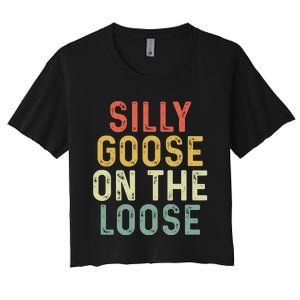 Silly Goose On The Loose Retro Women's Crop Top Tee