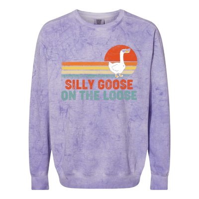 Silly Goose On The Loose Funny Saying Gift Colorblast Crewneck Sweatshirt