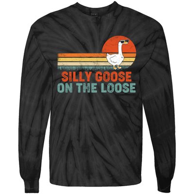 Silly Goose On The Loose Funny Saying Gift Tie-Dye Long Sleeve Shirt