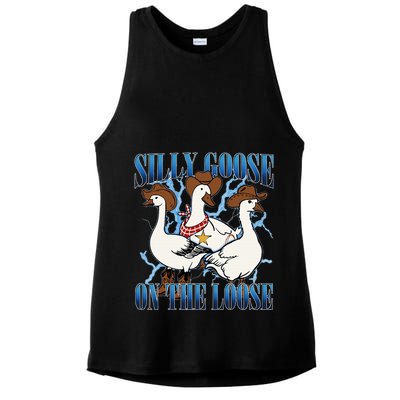 Silly Goose On The Loose Retro Groovy Silly Goose Club Ladies PosiCharge Tri-Blend Wicking Tank