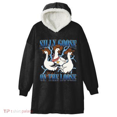Silly Goose On The Loose Retro Groovy Silly Goose Club Hooded Wearable Blanket