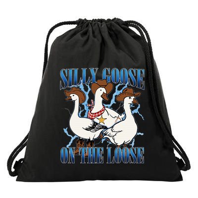Silly Goose On The Loose Retro Groovy Silly Goose Club Drawstring Bag