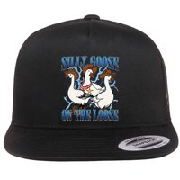 Silly Goose On The Loose Retro Groovy Silly Goose Club Flat Bill Trucker Hat